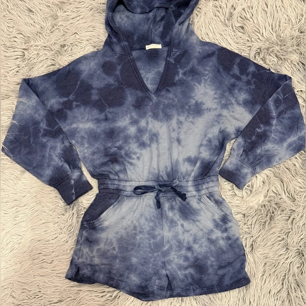 FREE PEOPLE FP Movement Favorite Washed Collection Tie Dye Hooded Romper S/M